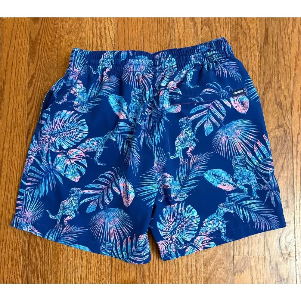 Chubbies Palm Dinosaur Blue Men's‎ Small Swim Suit 5.5